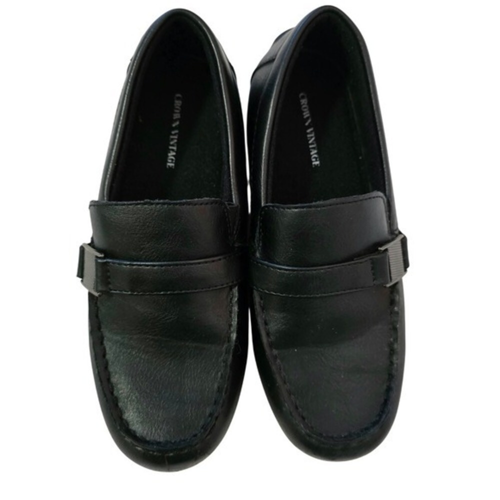 Crown Vintage Donovan Boys Black Loafers Slip On Dress Shoes Size 3‎ Classic